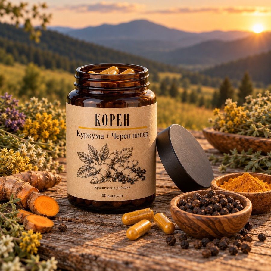 Корен Куркума + Черен пипер — опаковката отблизо